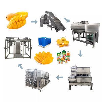 Linha de processamento de mangas personalizada 1000-30000l/H Máquina de suco/salsa/marmelada de mangas com equipamento de polpa de mangas PLC